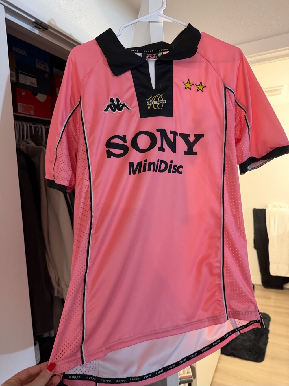 Kappa Kids Pink Soccer Jersey with Black Accents